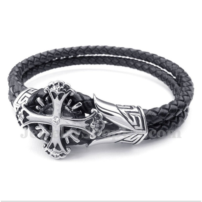 Men's Titanium Leather Bracelet