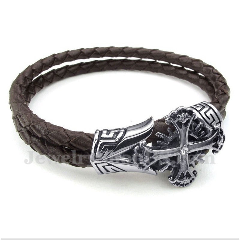 Men's Titanium Leather Bracelet