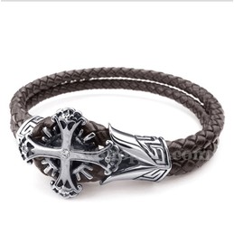 Men's Titanium Leather Bracelet