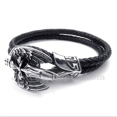 Men's Titanium Leather Bracelet