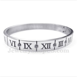 Men's Titanium Diamond Roman Numerals Bracelet