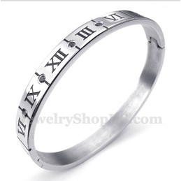 Men's Titanium Diamond Roman Numerals Bracelet