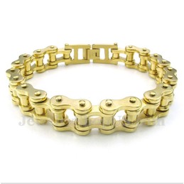 Men's Titanium Gold Bicycle Chain Bracelet