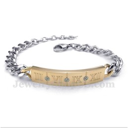 Men's Titanium Roman Numerals Diamond Bracelet