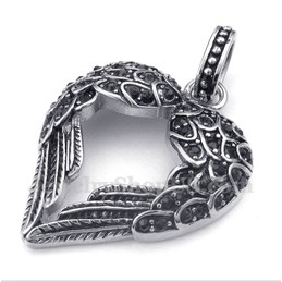Men's Titanium Diamond Feather Pendant with Free Chain