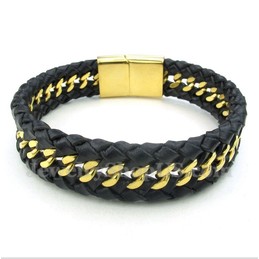 Men's Titanium Leather Bracelet