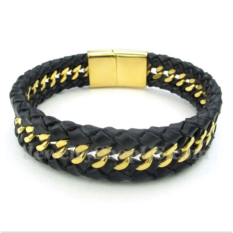 Men's Titanium Leather Bracelet