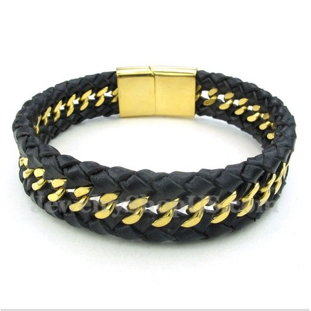 Men's Titanium Leather Bracelet