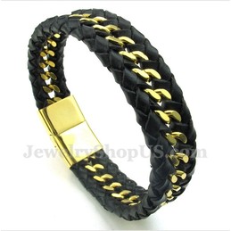 Men's Titanium Leather Bracelet