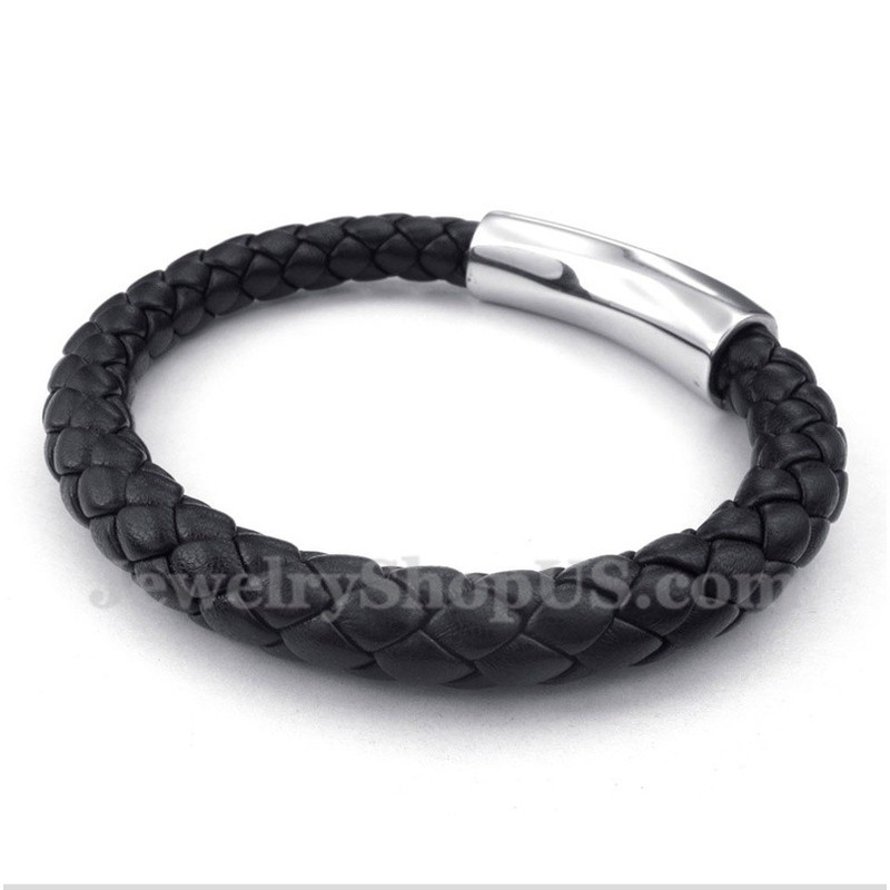 Men's Titanium Leather Bracelet