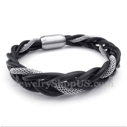 Men's Titanium Leather Bracelet