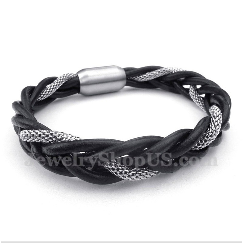 Men's Titanium Leather Bracelet