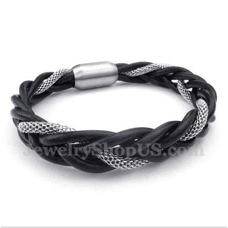 Men's Titanium Leather Bracelet