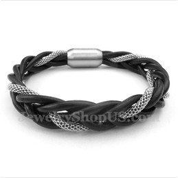 Men's Titanium Leather Bracelet