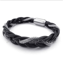 Men's Titanium Leather Bracelet