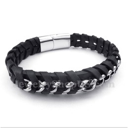 Men's Titanium Leather Bracelet