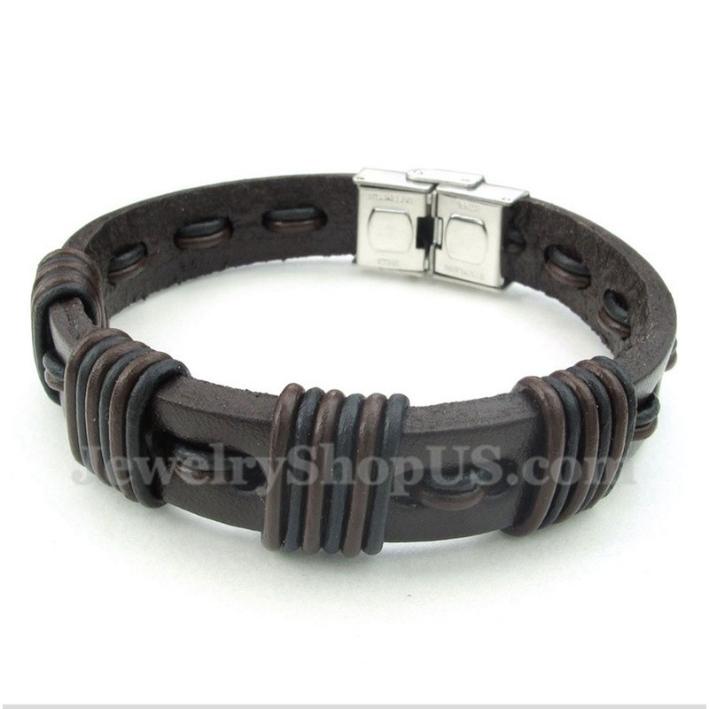 Men's Leather Titanium Bracelet