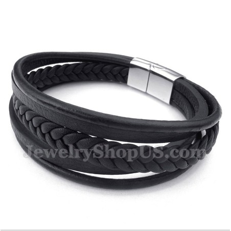 Men's Leather Titanium Bracelet