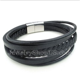 Men's Leather Titanium Bracelet