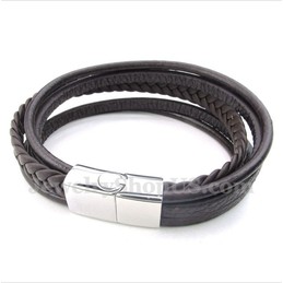 Men's Leather Titanium Bracelet