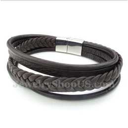 Men's Leather Titanium Bracelet