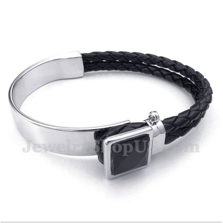 Men's Leather Titanium Bracelet