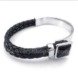 Men's Leather Titanium Bracelet