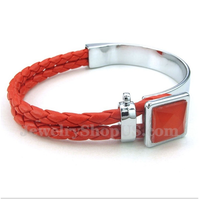 Men's Leather Titanium Bracelet