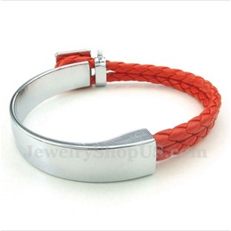 Men's Leather Titanium Bracelet