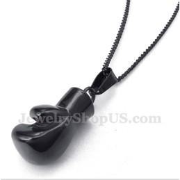 Men's Titanium Black Boxing Glove Pendant with Free Chain