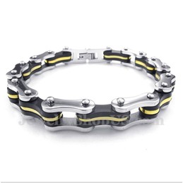 Men's Titanium Bicycle Chain Rubber Bracelet