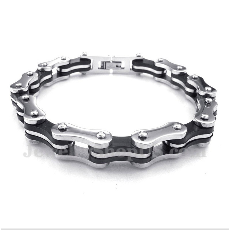Men's Titanium Bicycle Chain Rubber Bracelet