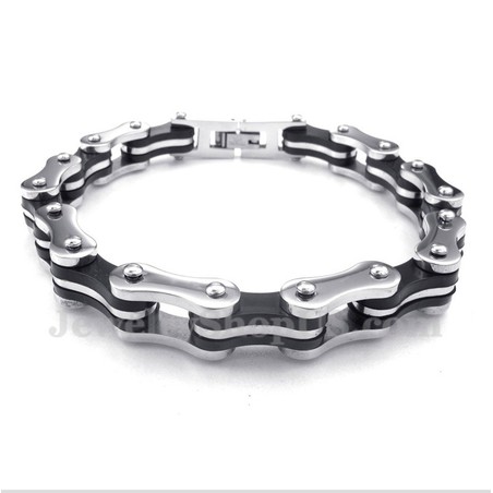 Men's Titanium Bicycle Chain Rubber Bracelet