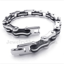 Men's Titanium Bicycle Chain Rubber Bracelet