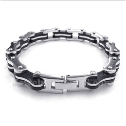 Men's Titanium Bicycle Chain Rubber Bracelet