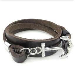 Men's Titanium Leather Anchor Bracelet