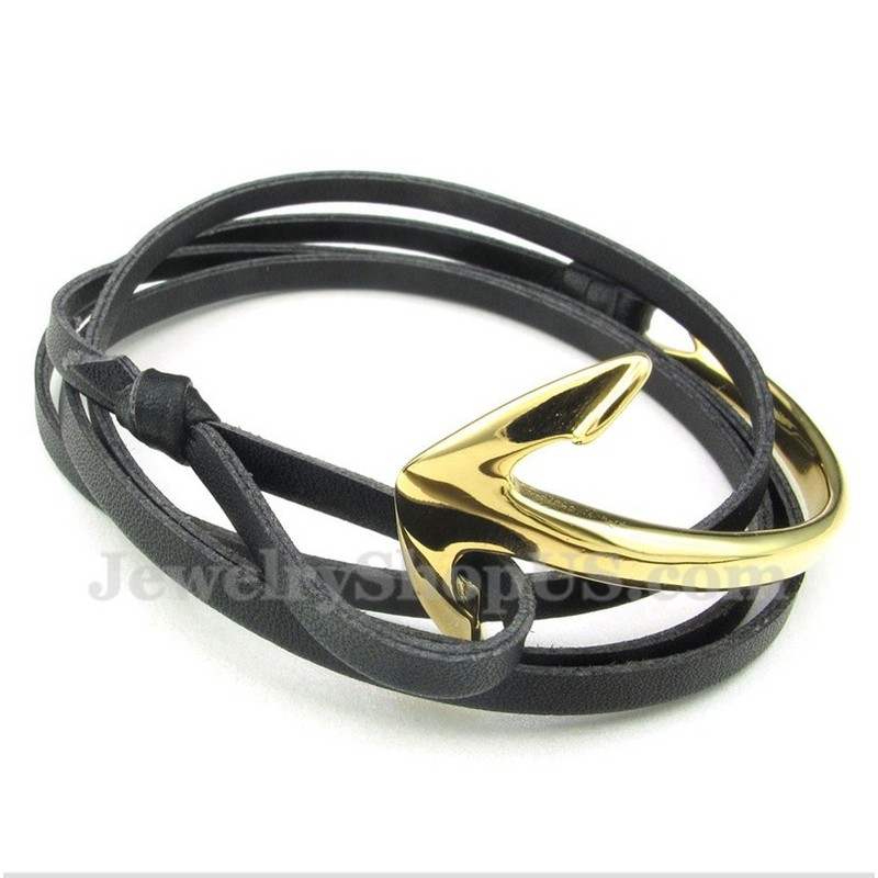 Men's Titanium Leather Anchor Bracelet