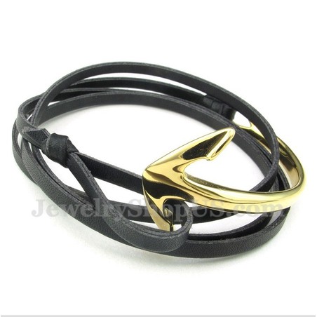 Men's Titanium Leather Anchor Bracelet