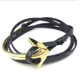 Men's Titanium Leather Anchor Bracelet