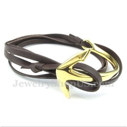 Men's Titanium Leather Anchor Bracelet