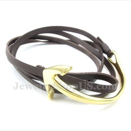 Men's Titanium Leather Anchor Bracelet