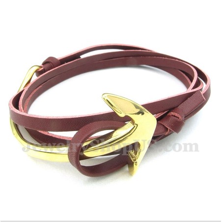 Men's Titanium Leather Anchor Bracelet