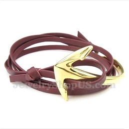 Men's Titanium Leather Anchor Bracelet