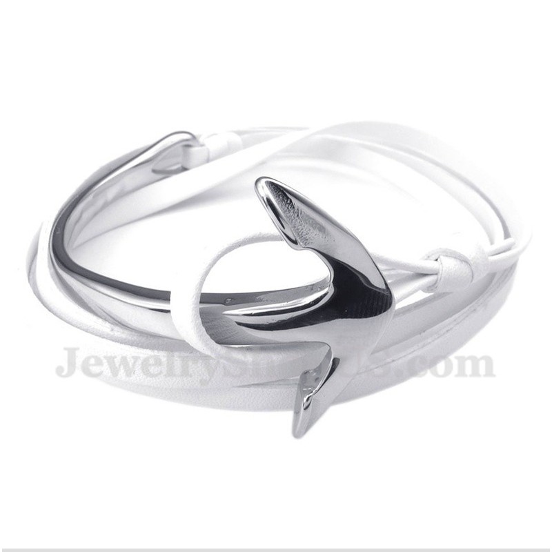 Men's Titanium Leather Anchor Bracelet