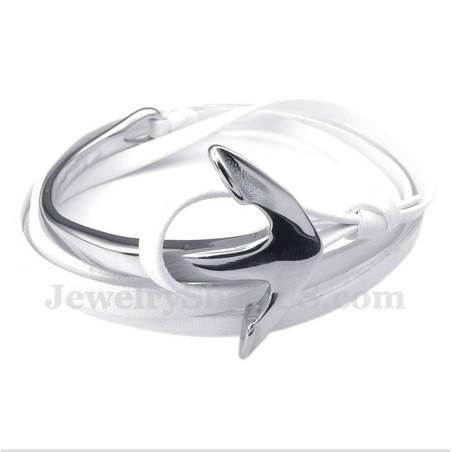Men's Titanium Leather Anchor Bracelet