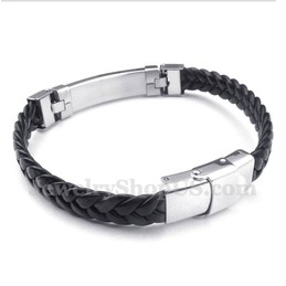 Men's Leather Rose Gold Titanium Bracelet