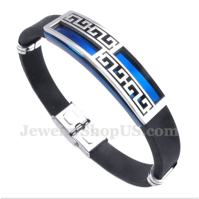 Men's Titanium Rubber Blue Bracelet