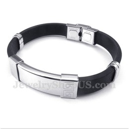 Men's Titanium Rubber Greek Meander Pattern Bracelet