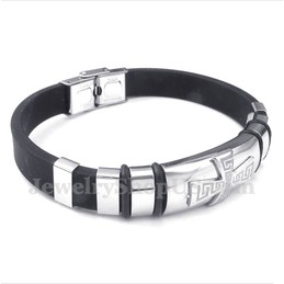 Men's Titanium Rubber Greek Meander Pattern Bracelet