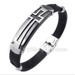 Men's Titanium Rubber Cross Bracelet